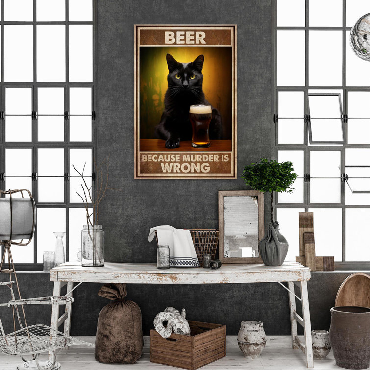 Trinx Black Cat Beer On Canvas Print Wayfair Canada